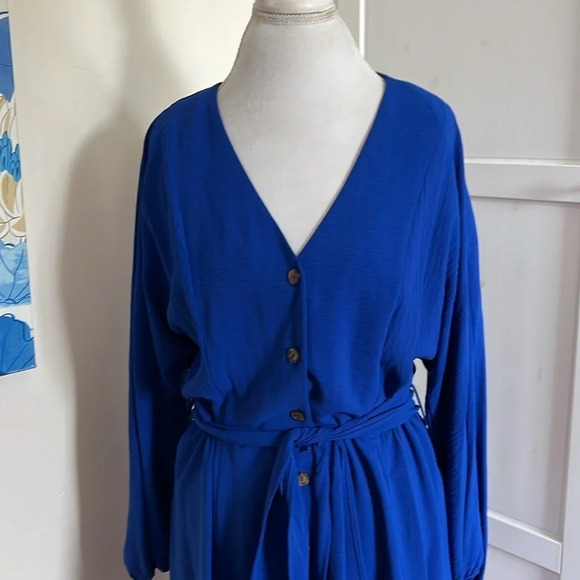 Calvin Klein Blue Casual Button Front Dress - Size 12 - Picture 2 of 10